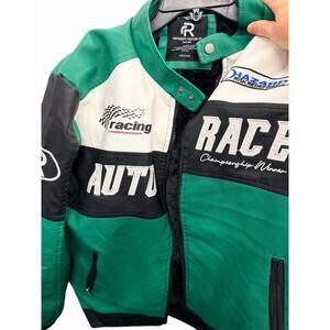 REFINERY REPUBLIC AUTO RACE Green Black Team Racing Racer Jacket Size Large